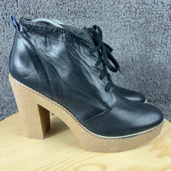 GAP San Francisco Boots Womens Size 10 Black Leather Crepe Sole Chunky Platform - Picture 3 of 9